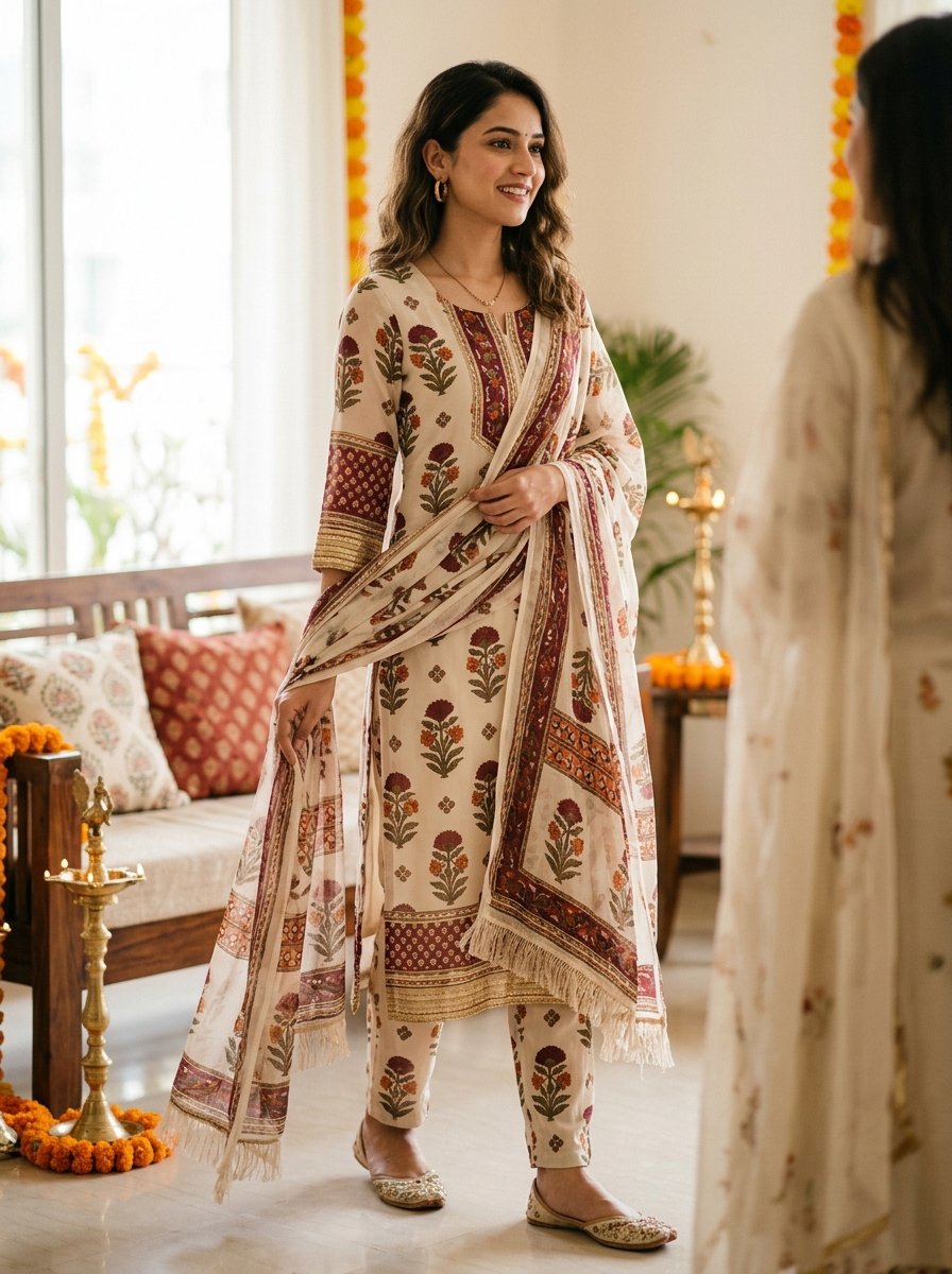 KLOSIA Women's Printed Straight Kurta & Pant Set