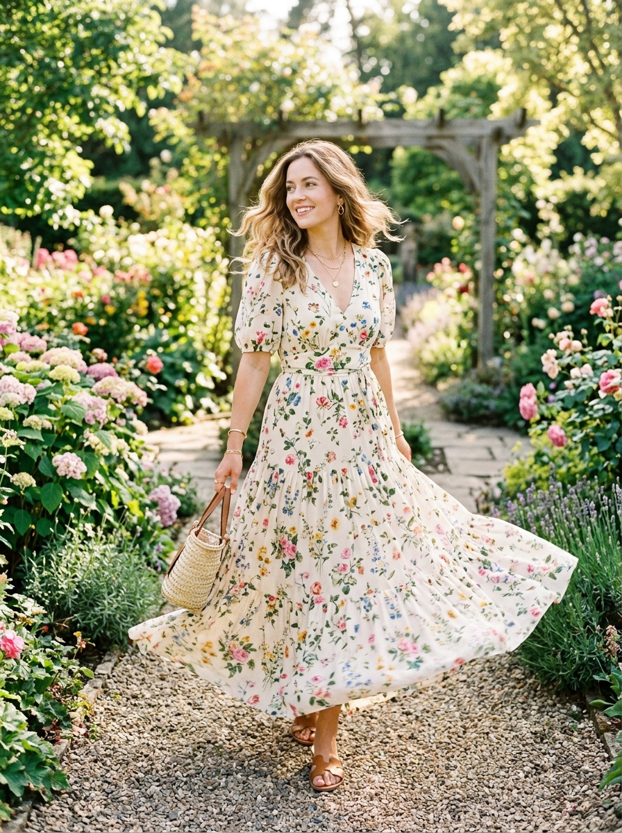PURVAJA Stylish Floral Print Maxi Dress