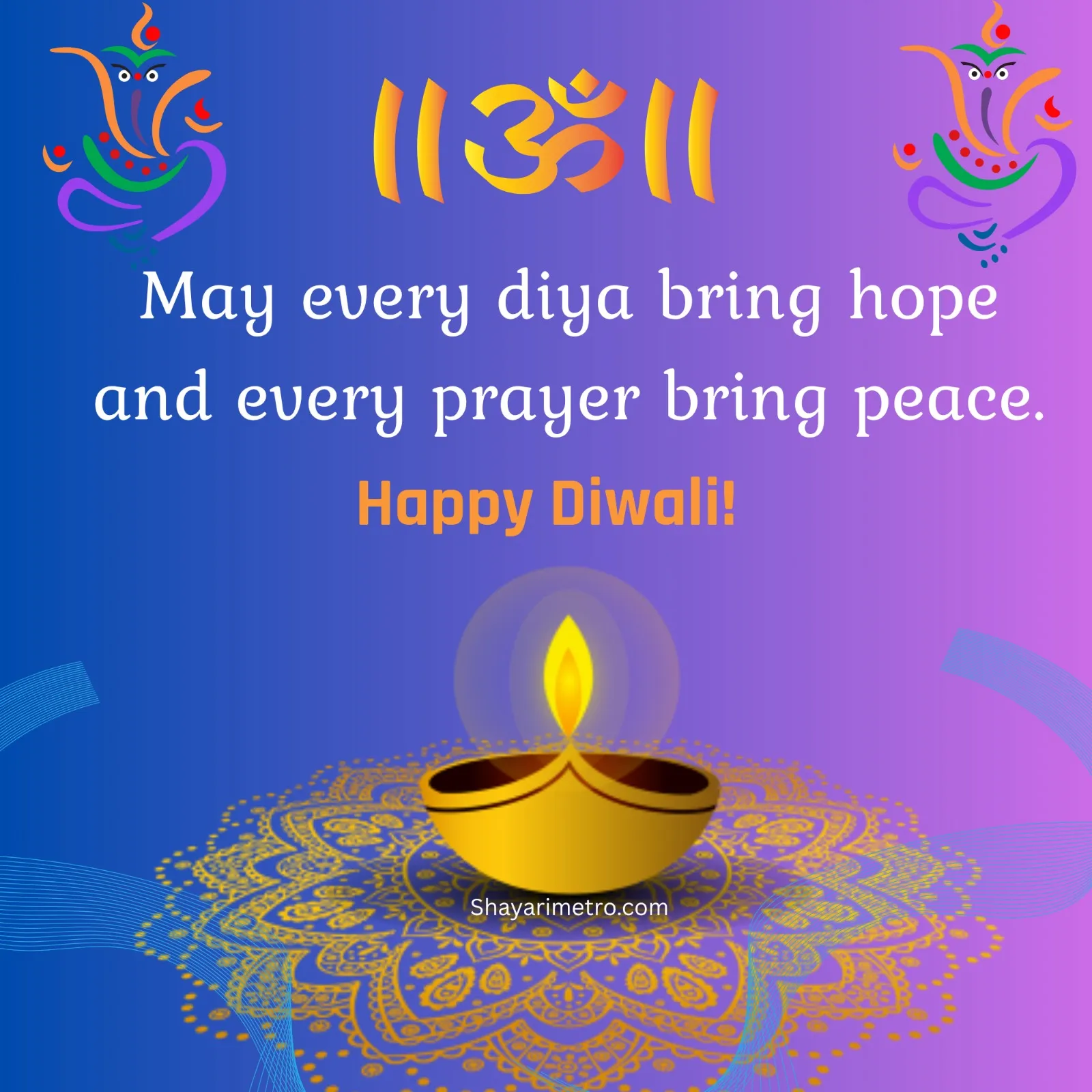 Happy Diwali Wishes English Card 1 - Deepavali HD Greeting Photo